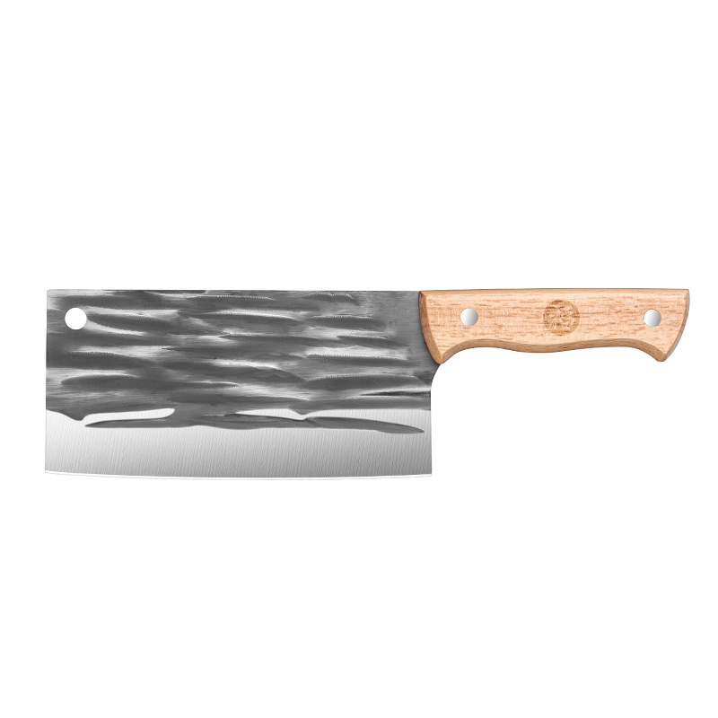 Guangdong Yangjiang multi-functional sharp striped kitchen knife, hammer-textured forged chopping knife, solid wood handle Item Picture