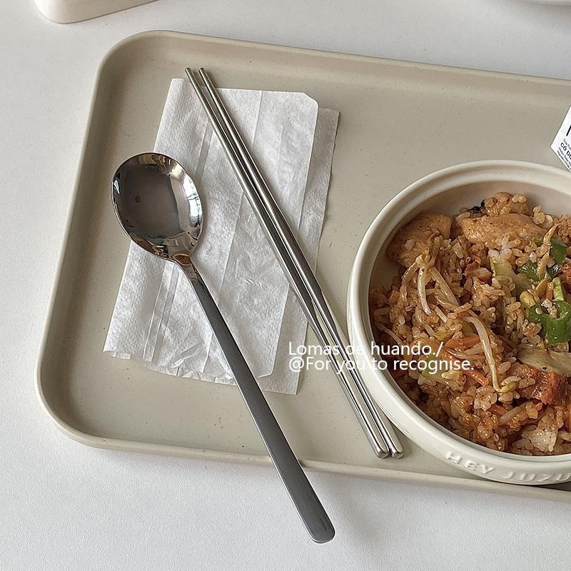 Ins-style Korean barbecue large spoon 304 thickened stainless steel Western food spoon long handle spoon rice mixing spoon, Internet celebrity Item Picture