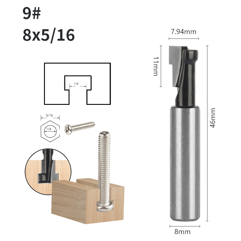 Keyhole knife, black keyhole knife, three-piece set, single and double edge T-shaped slot knife, photo frame hanging hole tool, woodworking milling cutter undefined