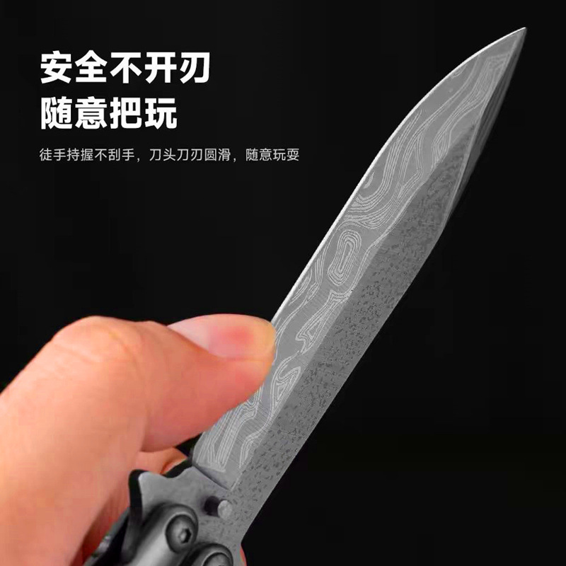 Shanghai wooden-handled butterfly swing knife, butterfly knife practice tool manufacturer, non-sharp, portable, collectible hobby details Picture