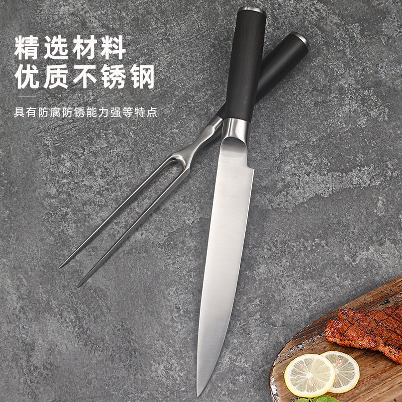 Yangjiang Knife Factory Outdoor portable fruit knife, teppanyaki knife and fork, barbecue tableware set, kitchen household chef knife details Picture