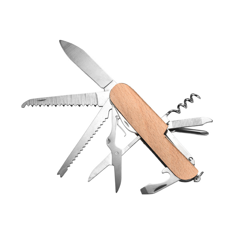 In-stock outdoor stainless steel multi-functional 11-inch wooden handle multi-functional knife and 11-inch multi-purpose knife undefined