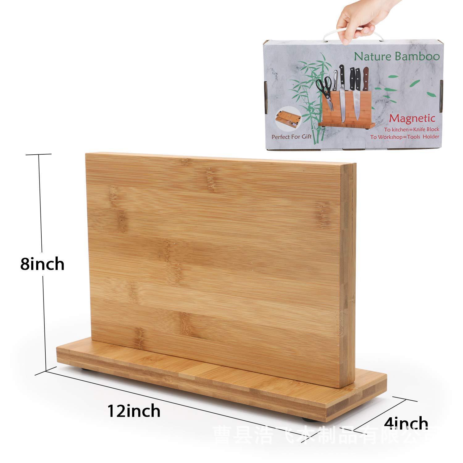 Household kitchen wooden knife rack, multi-purpose desktop storage, creative magnetic bamboo and wood knife holder wholesale Specification drawing