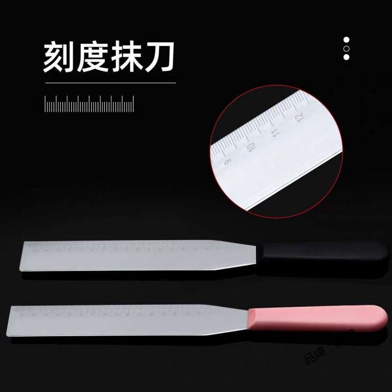 A complete set of 8-10 inch food-grade baking cream spatula with a flat head and right Angle, featuring a comfortable handle design for beginners details Picture