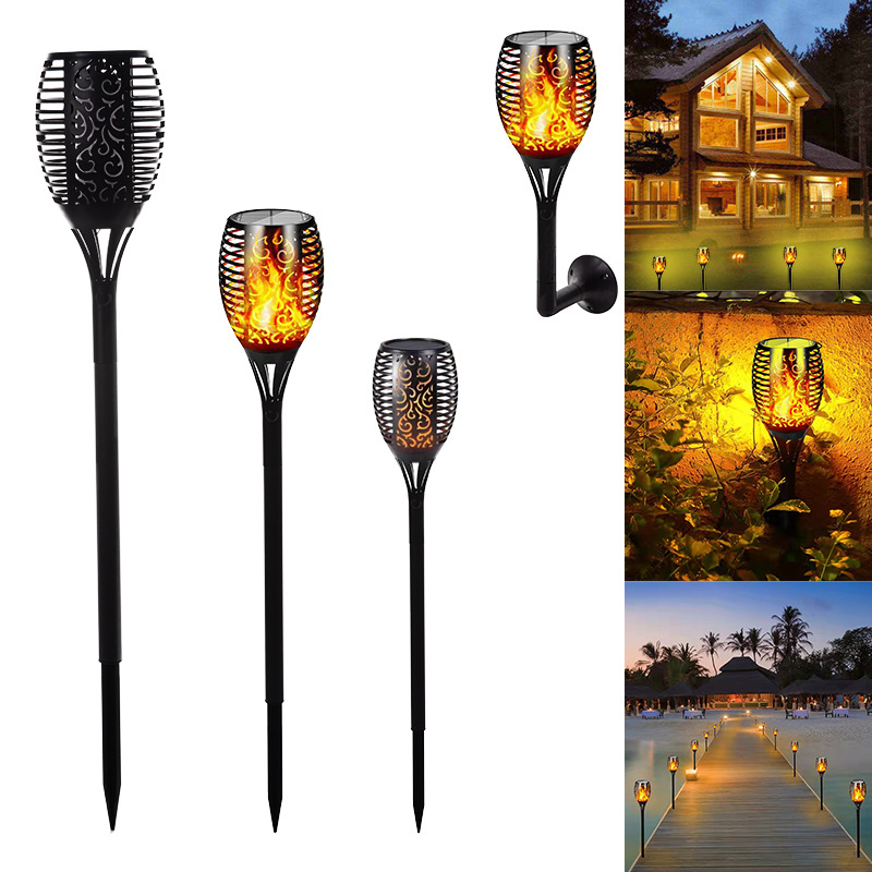 Solar outdoor wall lamps, lawn lamps, solar lamps, waterproof garden lamps, flame lamps, street lamps, landscape ground insert lamps full figure