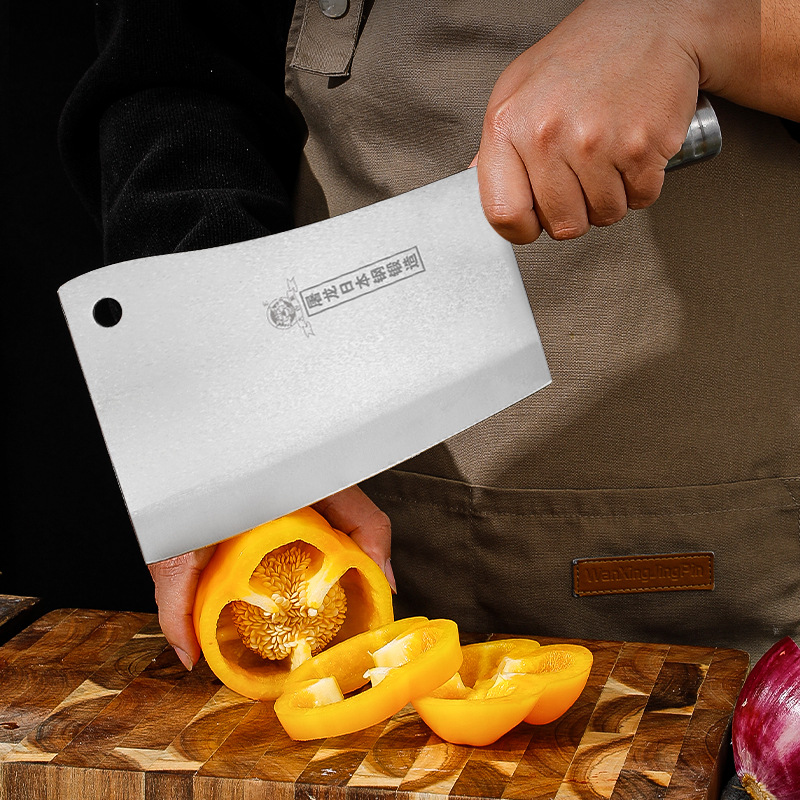 Jiujiang Wan Wenwu Knife, cutting knife, bone slicing knife, kitchen knife, hotel stall commercial, super-fast sharp, all-steel chef knife Specification drawing