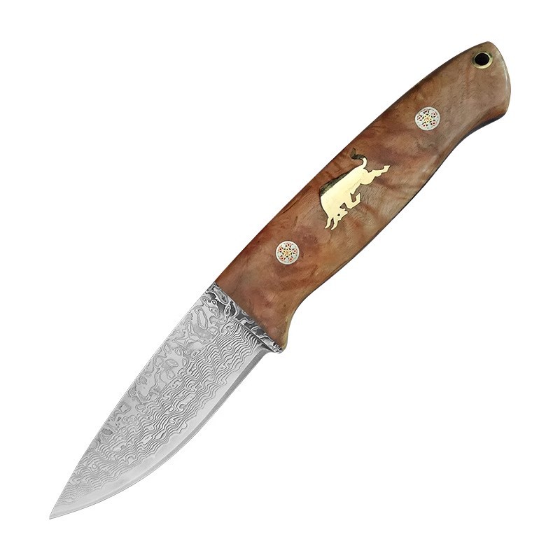 Outdoor Damascus steel multi-purpose knife, pocket fruit knife for camping in the wild, portable camping knife, sharp handle meat knife Item Picture