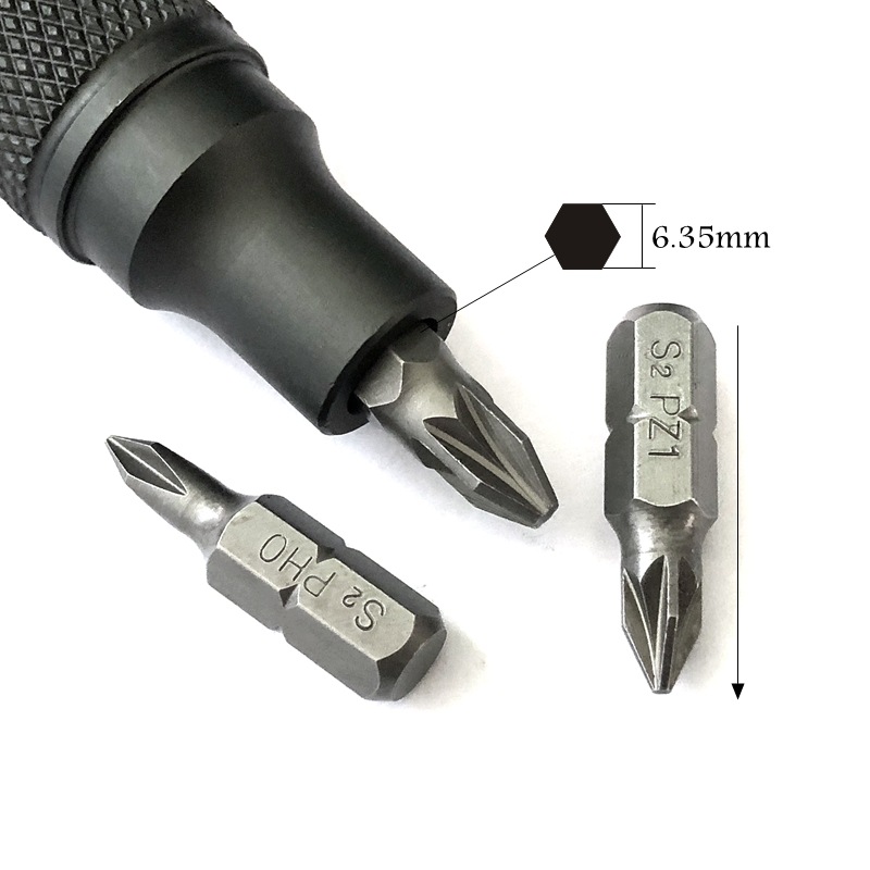 6.35 Screwdriver 1/4, 25mm long, manual and electric, one-character cross, cross-shaped, hexagon socket, plum blossom, with hole and magnetic screwdriver Item Picture