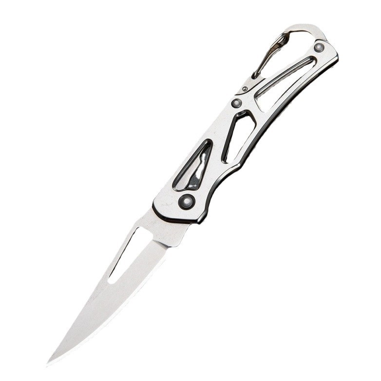 High-hardness mini self-defense outdoor knives, stainless steel portable hollowed-out keychain fruit knives, folding small knives Item Picture
