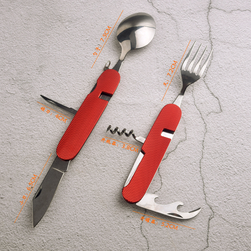 Multi-functional knife, detachable six-opening knife, fork, spoon, folding knife, fork set, folding knife, multi-functional knife details Picture