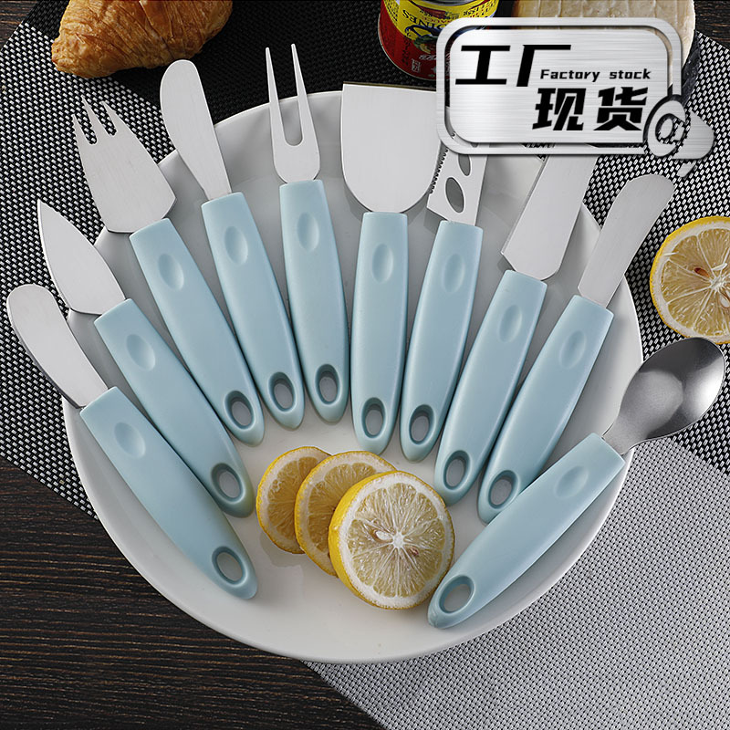 Cross-border new Western-style tableware such as spoons, bread, desserts, fruits, knives and forks, stainless steel, butter, cheese knives and cheese knives full figure
