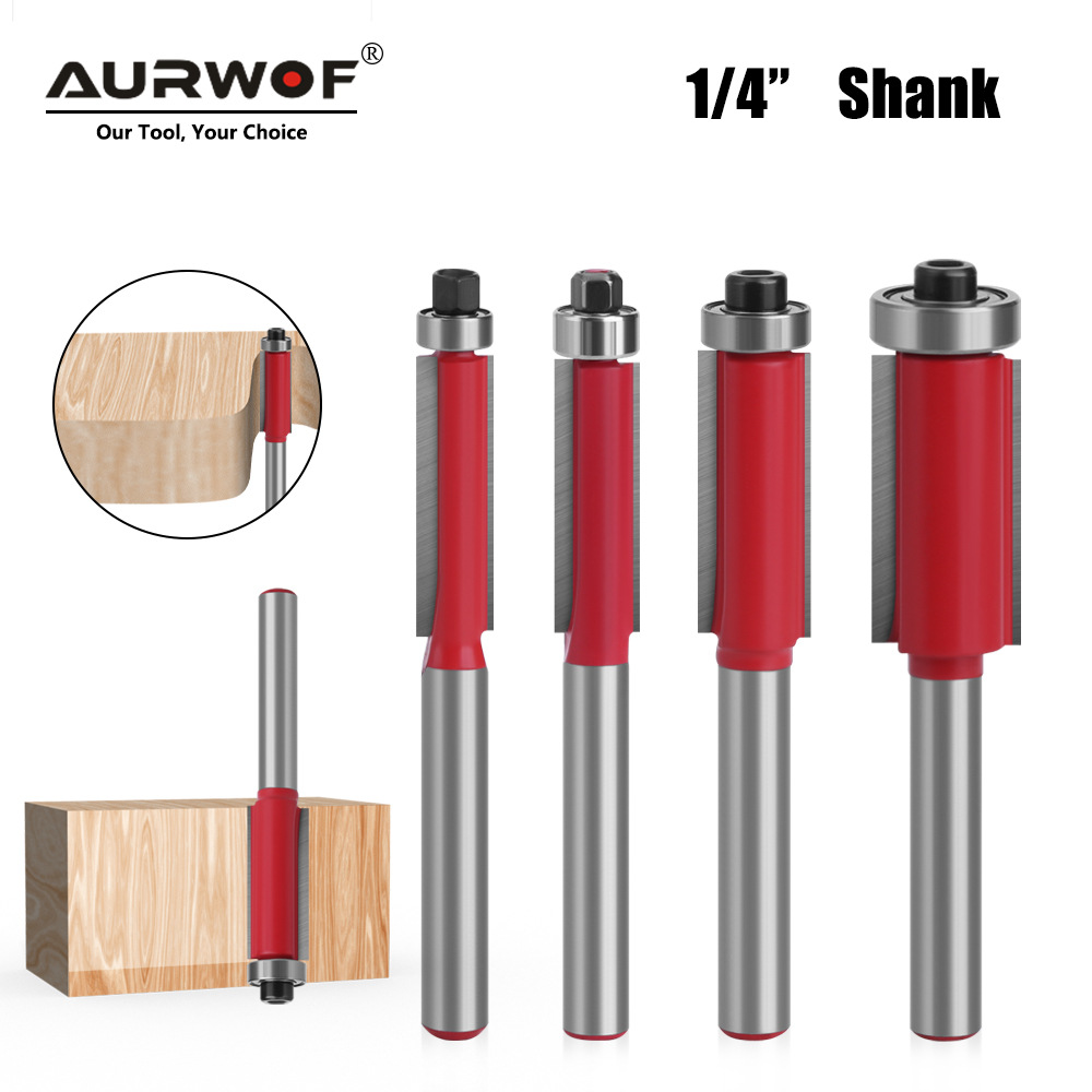 1/4 handle bearing trimming tool, right-angle chamfering tool, edge banding tool, woodworking milling tool full figure
