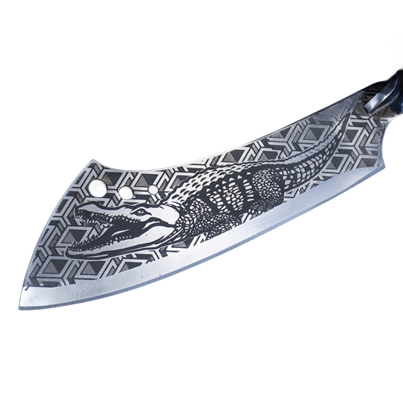 Longquan Xiake Tang kitchen knives, one-piece forged cooking knives, crocodile slicing knives, twisted steel handles, raw fish knives, bone-picking knives Item Picture