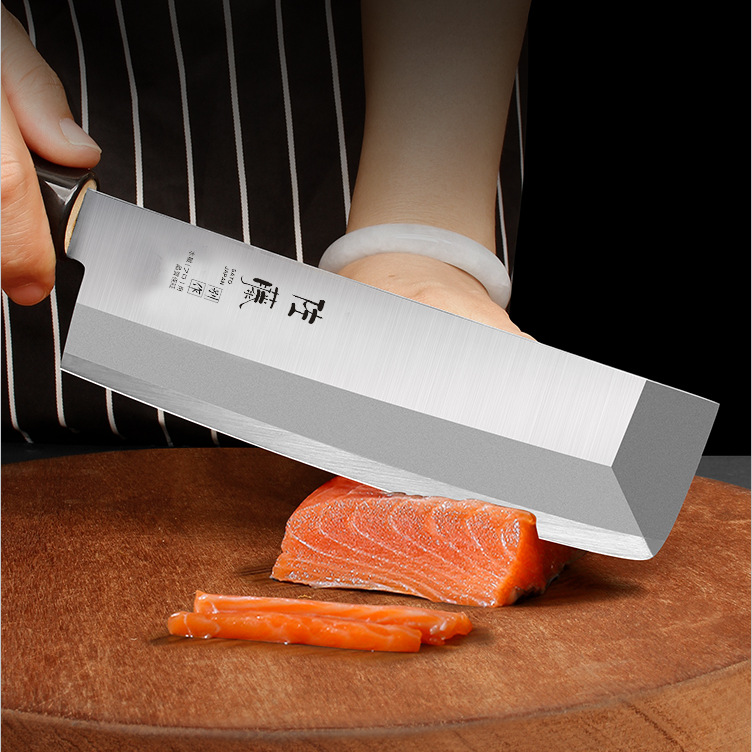 Japanese thin-blade cooking knife, salmon sashimi knife, Japanese small kitchen knife, sashimi knife, slicing knife, meat cutting knife, fish head knife Application Scenario