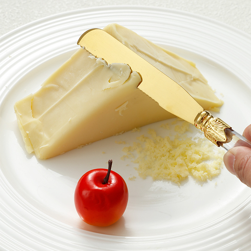 Cross-border stainless steel cheese knife and fork set, crystal handle cheese knife, butter knife, kitchen tools, baking knife manufacturer Specification drawing