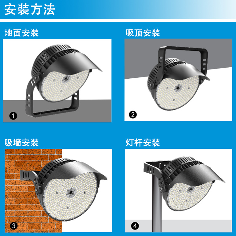 High-power stadium lights outdoor waterproof sports hall high mast lights, engineering model circular stadium lights details Picture