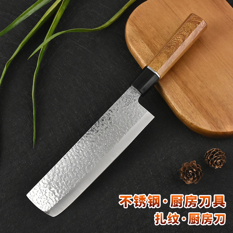 Forged Japanese hammer-patterned knife, hand-forged sushi cooking knife, kitchen neutral knife, chef's knife, kitchen knife full figure