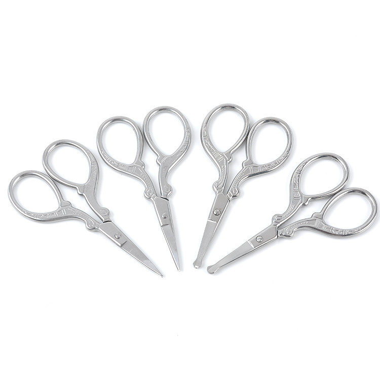 Stainless steel round-head nose hair scissors, round-head small scissors, beauty scissors, makeup small tools, pure head scissors full figure