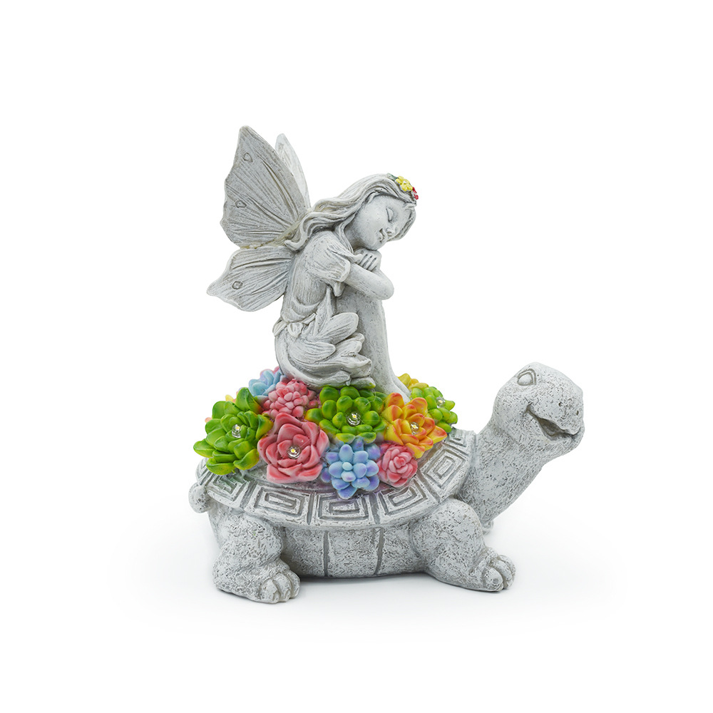 Cross-border Garden Angel Girl Turtle Statue Outdoor Solar Garden Lamp Resin Decorative Item Flower Fairy Lamp Item Picture