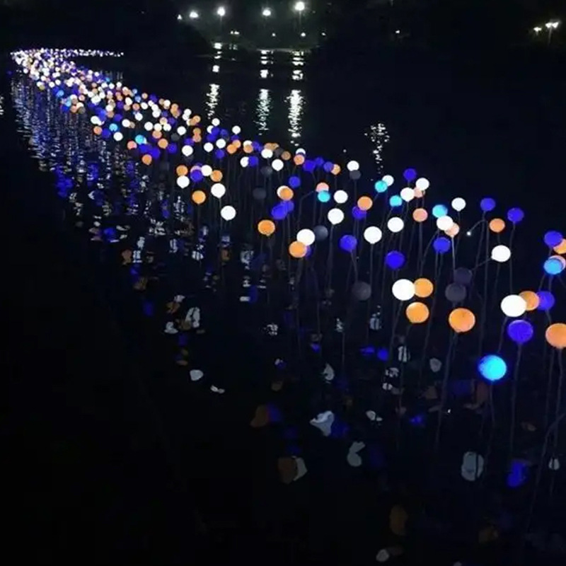 led luminous reed ball lights, waterproof ground insertion lights, landscape lights, outdoor lighting projects, seven-color ball lawn lights Specification drawing