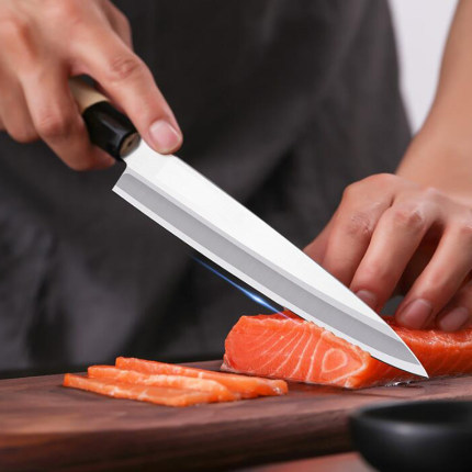 Shiro sushi knife, Japanese sashimi knife, salmon cutting knife, raw fish slice knife, willow leaf knife, Japanese cuisine knife Specification drawing