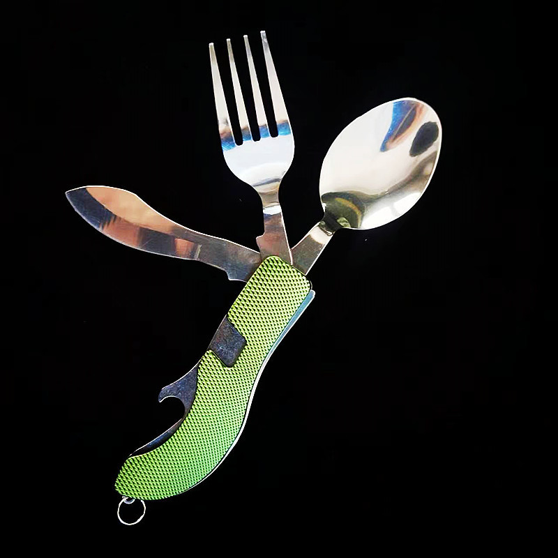 Factory direct sales of multi-functional foldable and detachable three-opening combination outdoor travel tableware, knives, gift knives and fruit knives undefined