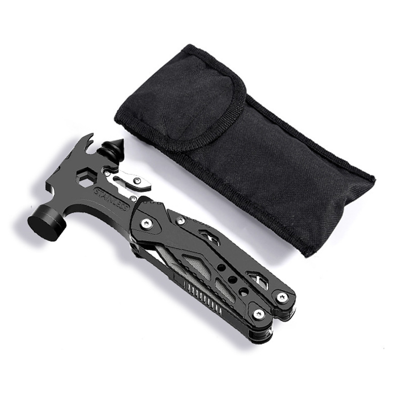 Wholesale outdoor multi-functional window-breaking tools, hammer pliers, portable vehicle-mounted survival and camping folding multi-purpose emergency escape hammers Item Picture