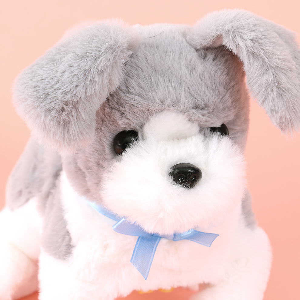 Children's toys, simulated cat dolls, can walk and bark, electronic pets, blue ribbons, electric plush dogs and cats, boys and girls details Picture
