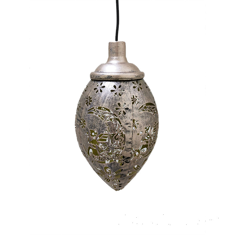 Ironwork waterproof solar lamps, water drop lamps, outdoor garden and courtyard landscape hollowed-out decorative projection lamps, lawn hanging lamps Item Picture