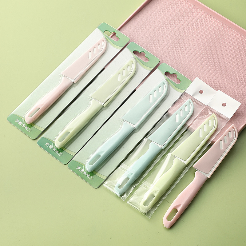 Fruit knife, stainless steel knife, gift, portable household, plastic handle, one-yuan store, fruit peeler, wholesale in Yangjiang details Picture