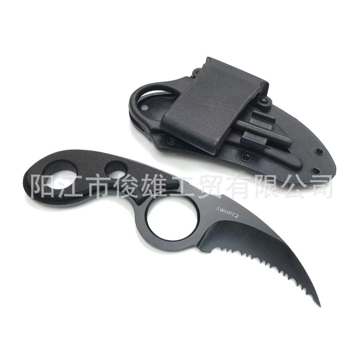 Outdoor claw survival mini straight knife, portable toothed knife, Smith Wison camping steak knife with K sheath details Picture
