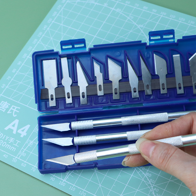 13 sets of engraving knives, aluminum alloy engraving knives, paper-cutting and engraving knives, tool sets, handcrafted utility knives, model knives details Picture