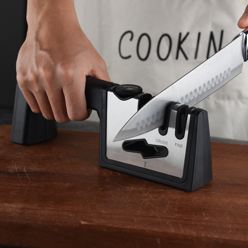 Four-stage knife sharpener, multi-functional sharpening tool, kitchen small tools, tungsten steel knife sharpener wholesale, household quick whetstone Application Scenario