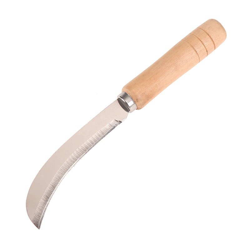 Yangjiang extended curved knife, stainless steel curved knife, wooden handle small curved knife, peeler, banana knife, fruit knife, small sickle Item Picture