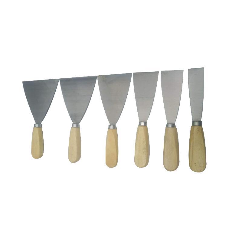 Ordinary wooden-handled double-clamped putty knife, paint tool cleaning shovel, double-color handle carbon steel stainless steel scraper Item Picture