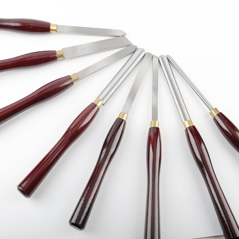 8 pieces of red-handled woodworking turning tools, milling cutter sets, woodworking turning tools in wooden boxes, woodworking engraving turning tools in stock factory Application Scenario