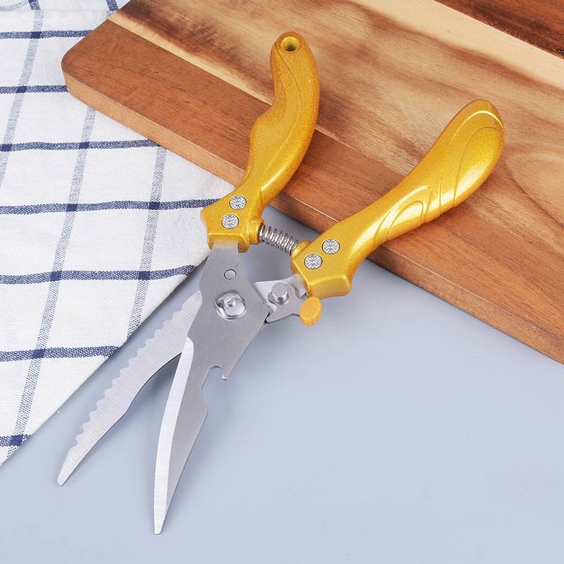 In-stock powerful chicken bone scissors, stainless steel bone-removing scissors, all-steel aluminum handle scissors, kitchen scissors, multi-purpose household food scissors Specification drawing