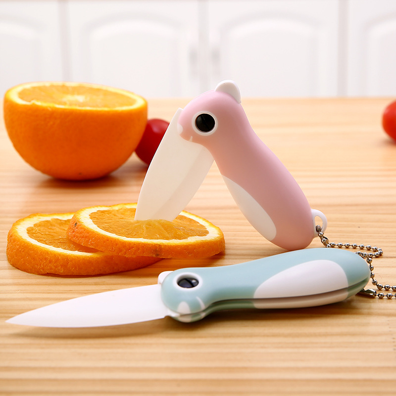 Ceramic folding fruit knife, cute portable knife, creative pocket fruit knife, multi-functional knife, peeler Specification drawing