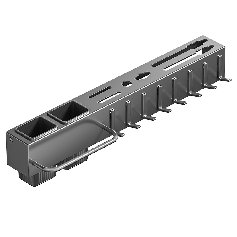 Carbon steel material knife rack, no need for drilling, kitchen multi-functional chopstick holder, integrated knife and stick storage rack, wall-mounted hanging Item Picture