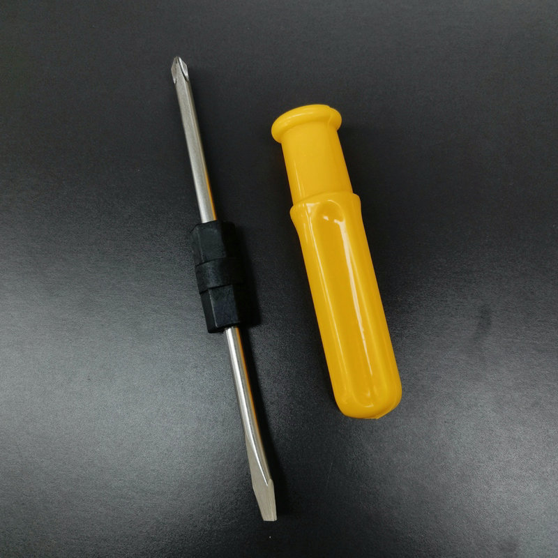 Niu Li galvanized dual-purpose screwdriver, yellow plastic handle, double-head flat-head cross screwdriver, hardware matching tools Application Scenario