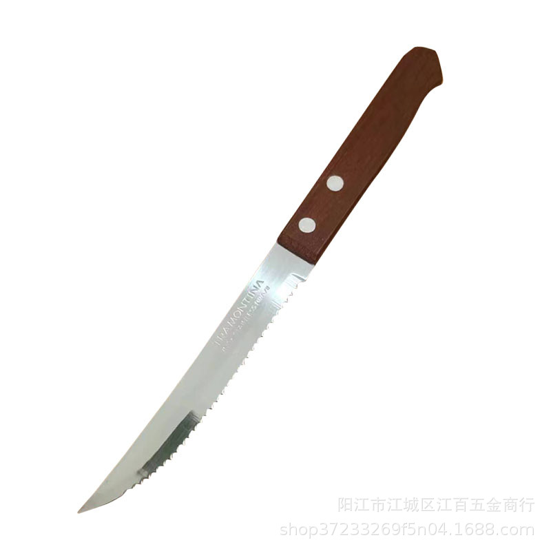 Factory stock of woodblock steak knives, household steak knives, Western food knives, stainless steel serrated small knives, bread and fruit knives Item Picture