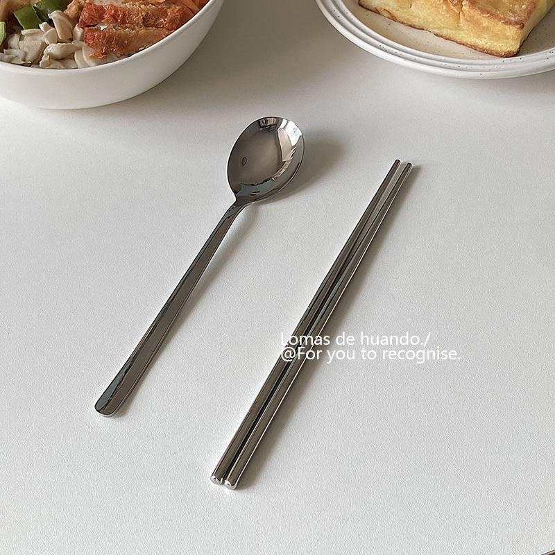 Ins-style Korean barbecue large spoon 304 thickened stainless steel Western food spoon long handle spoon rice mixing spoon, Internet celebrity Application Scenario