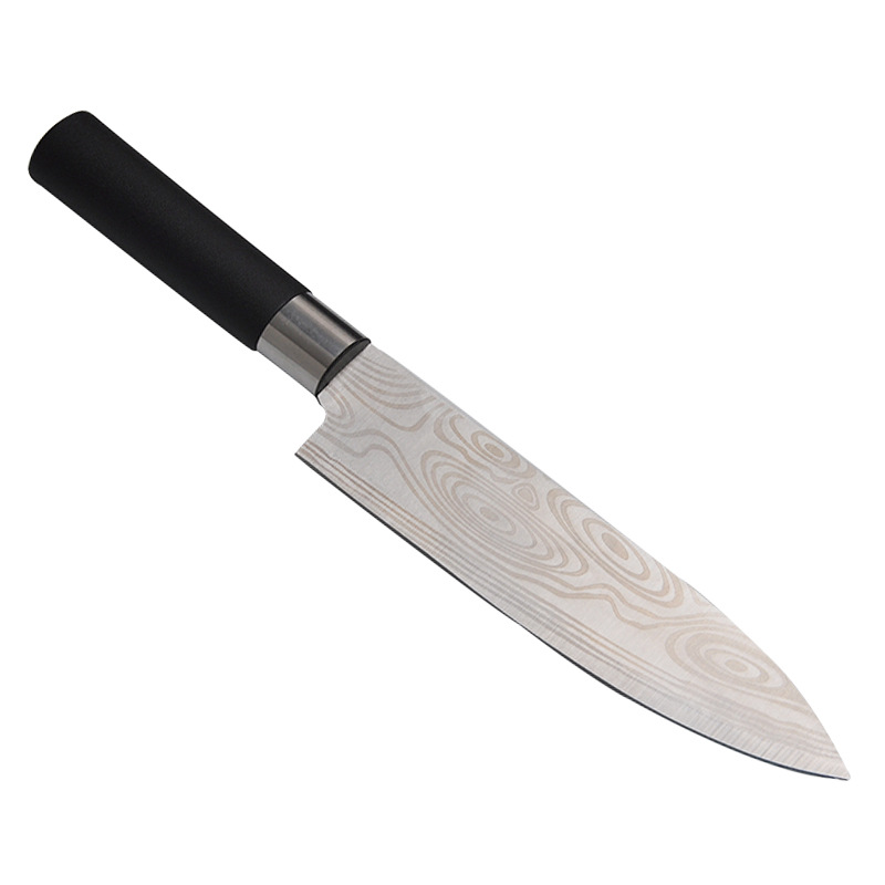 Damascus laser-patterned kitchen knife, all-steel knife, high-end household and dormitory patterned steel cutting tool, a perfect tool for cutting vegetables Item Picture