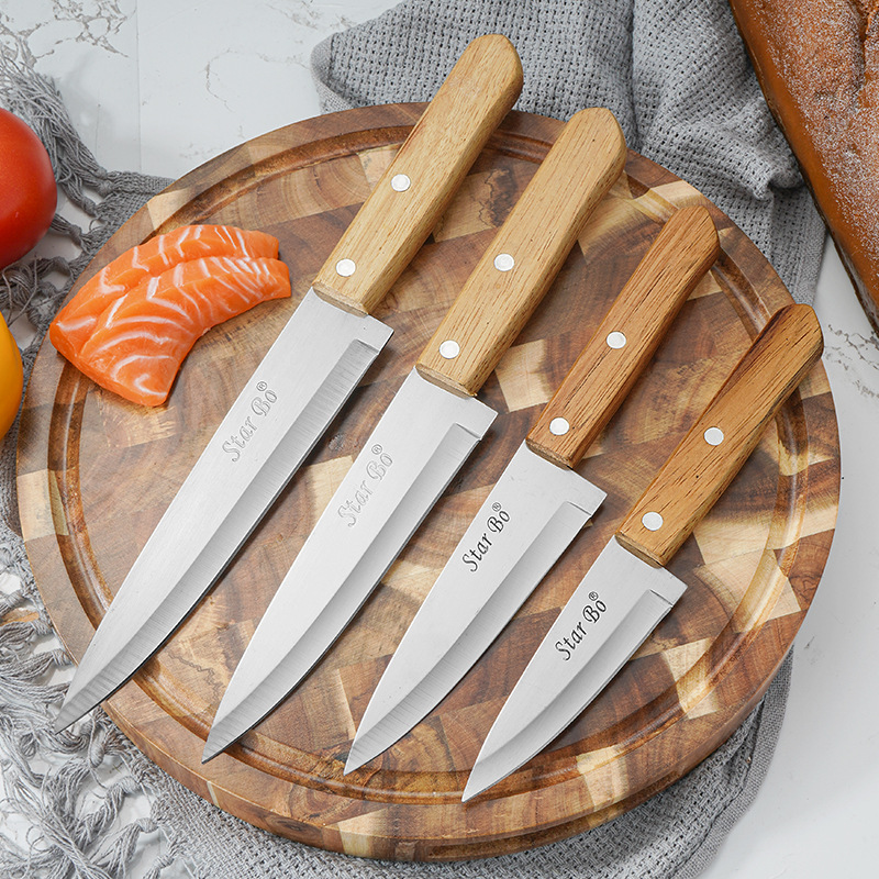Xingbao factory wholesale beech wood 4-5-6- 7-inch chef knife, kitchen knife in stock, foreign trade color card meat cutting knife Application Scenario