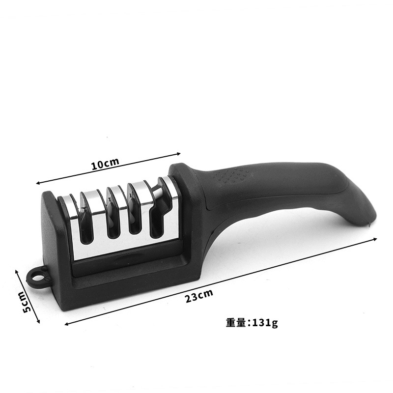 Cross-border household black three-segment and four-segment knife sharpener, integrated rapid knife sharpening and cutting diamond pipe knife sharpener Application Scenario