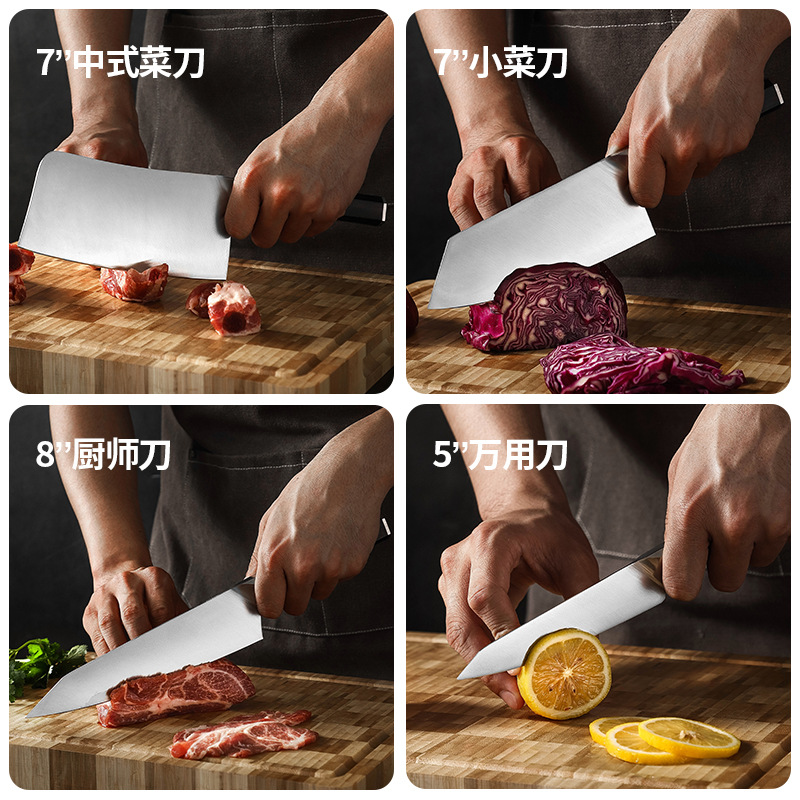 German imported stainless steel knives, Western-style chef knives, kitchen knives, slicing knives, meat knives, ebony handles, cutting knives Specification drawing