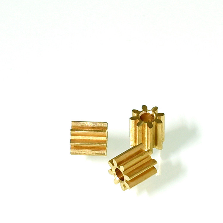 Copper gear 0.4 mold 0.5 mold 0.6 mold 8-tooth motor cylindrical straight tooth small module involute gear details Picture