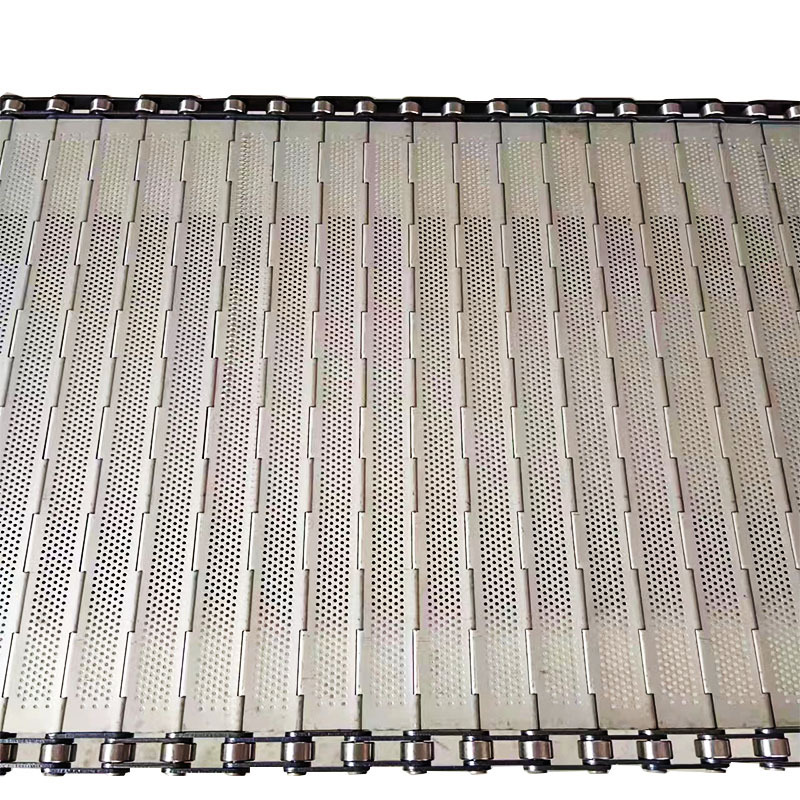 Stainless steel chain plate, food cleaning and drying, perforated chain plate, industrial ore, scrap iron, heavy-duty carbon steel chain plate conveyor belt Item Picture