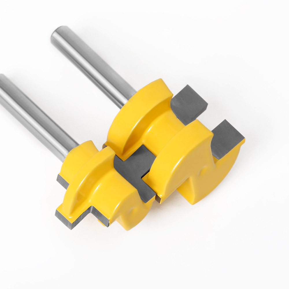 3-tooth T-type tenon cutter, square-tooth tenon cutter, floor cutter, panel cutter, woodworking milling cutter, engraving cutter, yellow paint details Picture