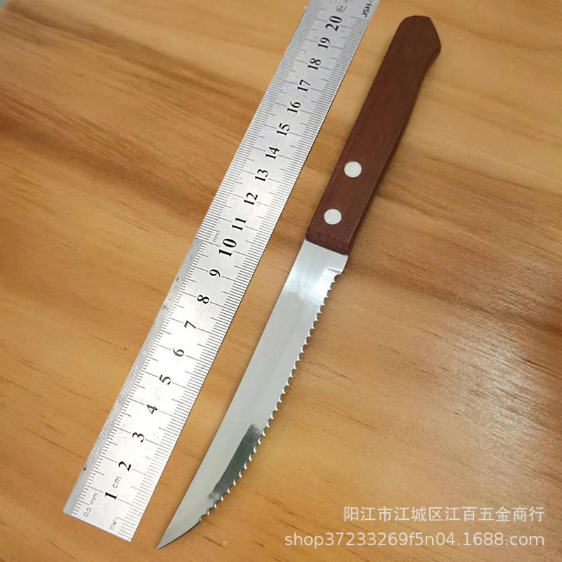 Factory stock of woodblock steak knives, household steak knives, Western food knives, stainless steel serrated small knives, bread and fruit knives details Picture